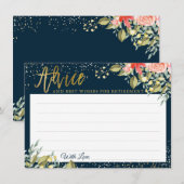 Elegant Floral Blue Gold Retirement Flat Advieskaart (Voorkant / Achterkant)