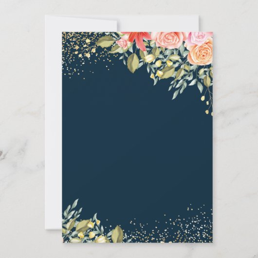 Elegant Floral Blue Gold Surprise Retirement Party Bedankkaart (Achterkant)