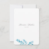Elegant Floral Blue Grey Traditional Wedding RSVP Kaartje (Achterkant)