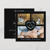Elegant Floral Blue Heart 3 Save The Date (Voorkant / Achterkant)