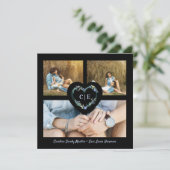 Elegant Floral Blue Heart 3 Save The Date (Staand voorkant)