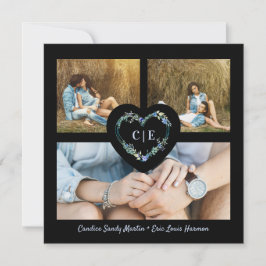 Elegant Floral Blue Heart 3 Save The Date