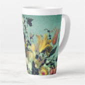 Elegant Floral Blue Hues Latte Mok (Rechterhoek)