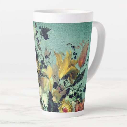 Elegant Floral Blue Hues Latte Mok (Rechterhoek)