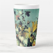 Elegant Floral Blue Hues Latte Mok (Voorkant)