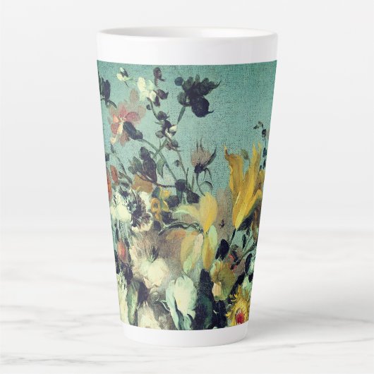 Elegant Floral Blue Hues Latte Mok (Voorkant)
