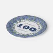 Elegant Floral Blue Hydrangea 100th Birthday Party Papieren Bordje (Gekanteld)