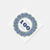 Elegant Floral Blue Hydrangea 100th Birthday Party Servet (Hoek)