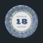 Elegant Floral Blue Hydrangea 18th Birthday Party Papieren Bordje<br><div class="desc">Elegant Floral Blue Hydrangea 18th Birthday Party Paper Borden is een prachtige waterverf met blauwe hydrangeas en groene. U kunt de leeftijd,  de datum en de tekst personaliseren.</div>