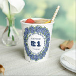 Elegant Floral Blue Hydrangea 21st Birthday Party Papieren Bekers<br><div class="desc">Elegant Floral Blue Hydrangea 21st Birthday Party Paper Cups is een prachtige waterverf met blauwe hydrangea en groene. U kunt de leeftijd,  de datum en de tekst personaliseren.</div>