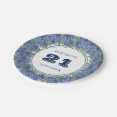 Elegant Floral Blue Hydrangea 21st Birthday Party Papieren Bordje (Gekanteld)