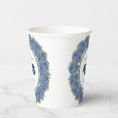 Elegant Floral Blue Hydrangea 40th Birthday Party Papieren Bekers (Rechts)