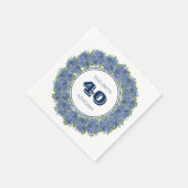 Elegant Floral Blue Hydrangea 40th Birthday Party Servet (Hoek)