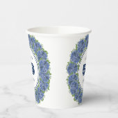 Elegant Floral Blue Hydrangea 50th Birthday Party Papieren Bekers (Links)