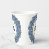 Elegant Floral Blue Hydrangea 50th Birthday Party Papieren Bekers (Rechts)