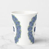 Elegant Floral Blue Hydrangeas 60th Birthday Party Papieren Bekers (Links)