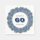 Elegant Floral Blue Hydrangeas 60th Birthday Party Servet (Voorkant)