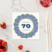 Elegant Floral Blue Hydrangeas 70th Birthday Party Servet (Insitu)