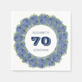 Elegant Floral Blue Hydrangeas 70th Birthday Party Servet (Voorkant)