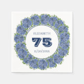 Elegant Floral Blue Hydrangeas 75th Birthday Party Servet (Voorkant)