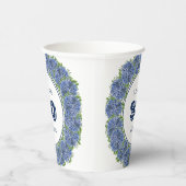 Elegant Floral Blue Hydrangeas 90th Birthday Party Papieren Bekers (Rechts)