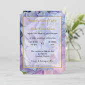 Elegant Floral Blue Lavender Hydrangea Wedding Kaart (Staand voorkant)