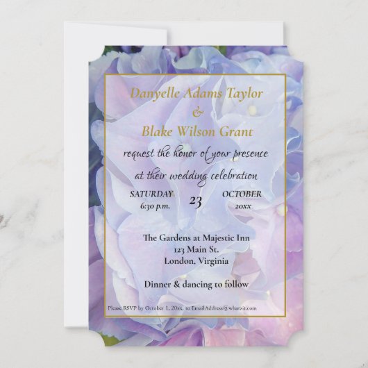 Elegant Floral Blue Lavender Hydrangea Wedding Kaart (Voorkant)