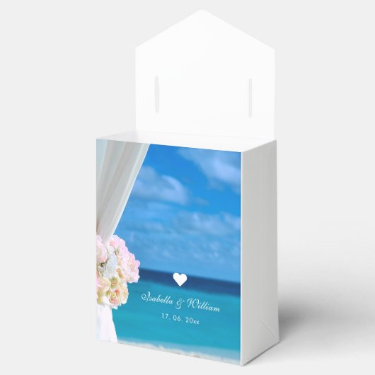 Elegant Floral Blue Ocean Beach Bruiloft Bedankdoosjes (Geopend)