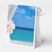 Elegant Floral Blue Ocean Beach Bruiloft Bedankdoosjes (Achterkant)
