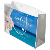 Elegant Floral Blue Ocean Beach Bruiloft Groot Cadeauzakje (Achterkant Gekanteld)