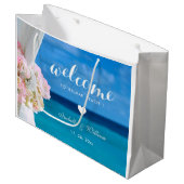 Elegant Floral Blue Ocean Beach Bruiloft Groot Cadeauzakje (Voorkant Gekanteld)