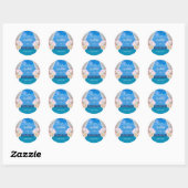 Elegant Floral Blue Ocean Beach dank u Ronde Sticker (Vel)
