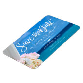 Elegant Floral Blue Ocean Beach Save the Date Magn Magneet (Linkerzijde)