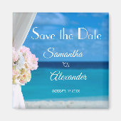 Elegant Floral Blue Ocean Beach Save the Date Magneet (Voorkant)