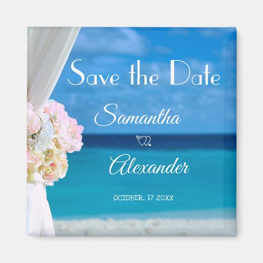 Elegant Floral Blue Ocean Beach Save the Date Magneet (Voorkant)