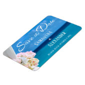 Elegant Floral Blue Ocean Beach Save the Date Magneet (Linkerzijde)