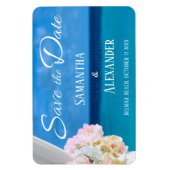 Elegant Floral Blue Ocean Beach Save the Date Magneet (Verticaal)