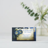 Elegant Floral Blue Petunias Ivory Achtergrond Visitekaartje (Staand voorkant)