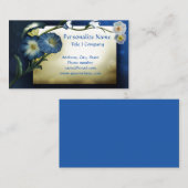 Elegant Floral Blue Petunias Ivory Achtergrond Visitekaartje (Voorkant / Achterkant)