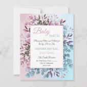 Elegant Floral Blue Pink gender onthult uitnodigin (Voorkant)