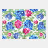 Elegant Floral Blue & Pink Hydrangea Pattern Inpakpapier Vel (Voorkant 3)