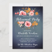 Elegant Floral Blue Retirement Party Invitation Kaart (Voorkant)