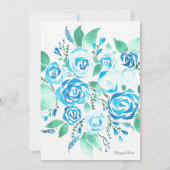 Elegant Floral Blue Roos Waterverf Baby shower Kaart (Achterkant)