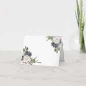 Elegant Floral Blue, roze bruiloft Hartelijk dank Bedankkaart (Achterkant)