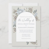 Elegant Floral Blue Stylish Trendy Arch Waterverf Kaart (Voorkant)