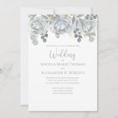 Elegant Floral Blue Stylish Trendy Waterverf Kaart (Voorkant)