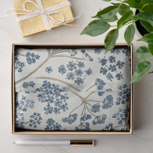 Elegant Floral Blue Waterverf Flowers Tissuepapier (Geschenk)