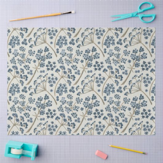 Elegant Floral Blue Waterverf Flowers Tissuepapier (Craft)
