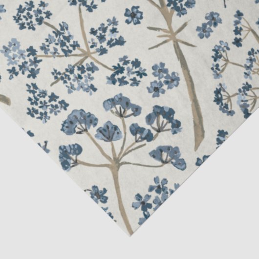 Elegant Floral Blue Waterverf Flowers Tissuepapier (Detail)