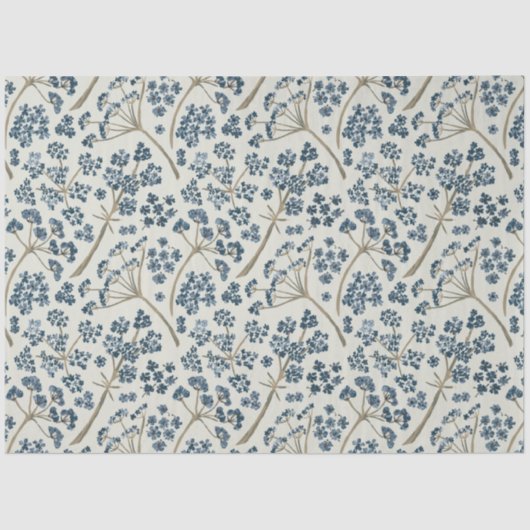 Elegant Floral Blue Waterverf Flowers Tissuepapier (Voorkant)
